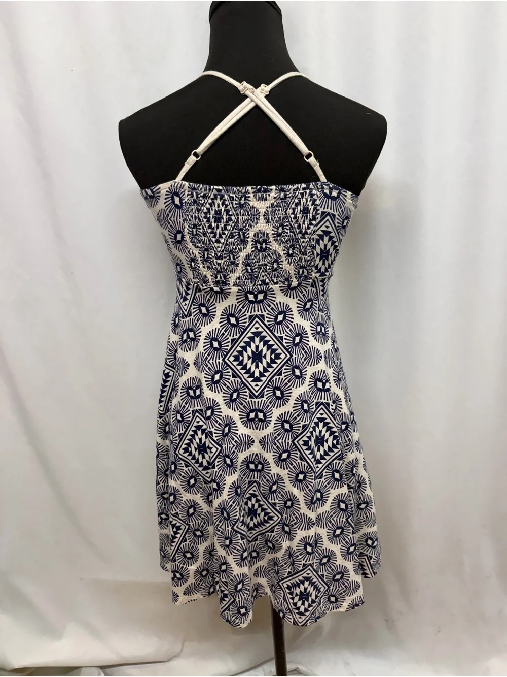 Old Navy Girls XL 14 Blue Cream Geometric Sleeveless Skater Dress Summer